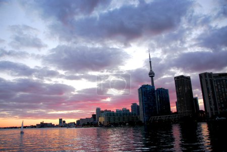Toronto city skyline at sunset