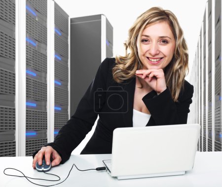 Virtual server 3d and woman