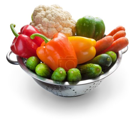 Vegetables in metal pan
