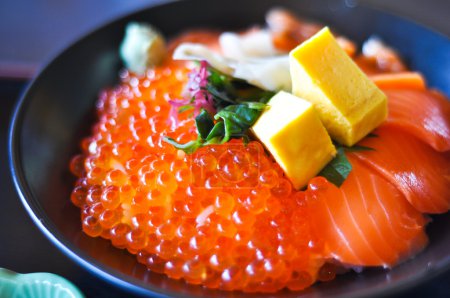 Salmon and Salmon eggs Donburi, Japanese food