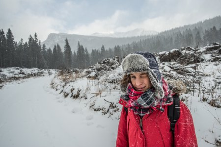Woman on Snow mountain