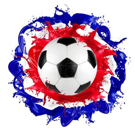 retro soccer ball french flag color splash