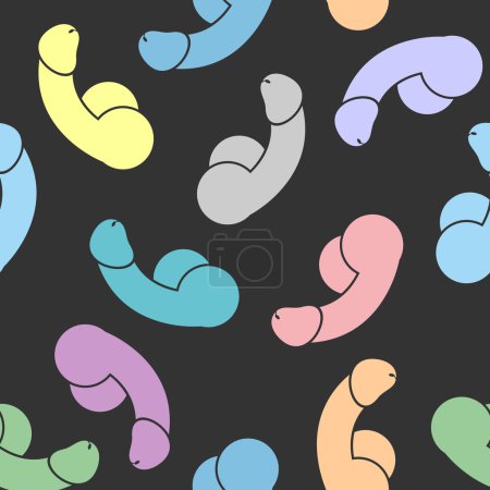 Colourful penises. seamless pattern penis. Vector background