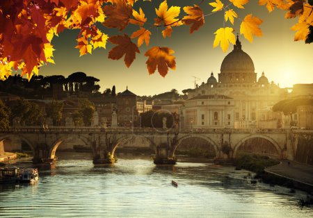 autumn sunset and St Peter Basilica in Vatican