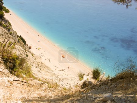 Top view of Egremni exotic beach in Lefkada Greece.
