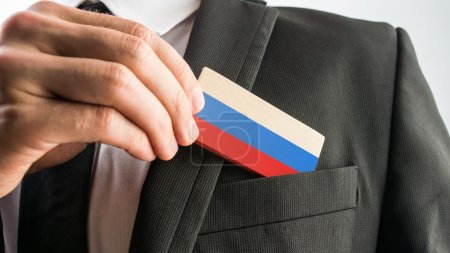 Wooden card painted as the Russian flag