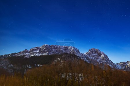 Mount Giewont in Tatra mountains at night