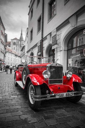 Historic Praga car on the street of Prague