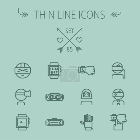 Technology thin line icon set