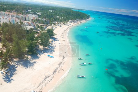 Caribbean beach aerial view