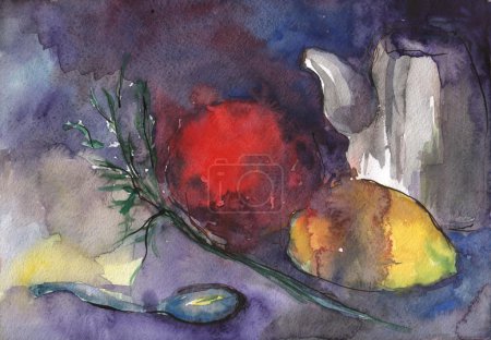 Watercolor bacgkround with fruits