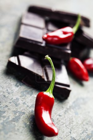 dark chocolate with chilli pepper - sweet food