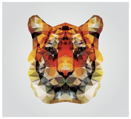 Geometric polygon tiger head, triangle pattern design, vector illustration