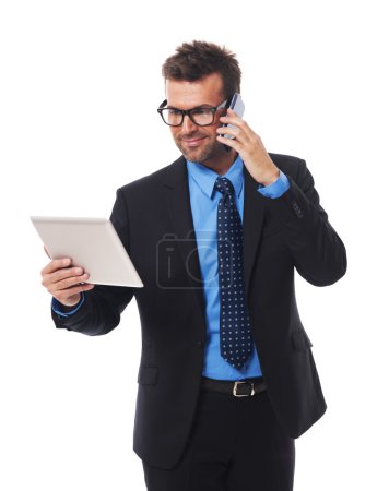 Businessman working on tablet