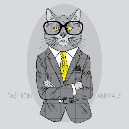 Illustration of Cat in Business Suit