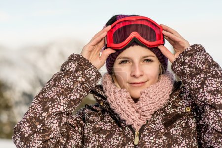 Sport woman in ski goggles