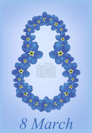vector greeting card with forget-me-nots, may be used as a Women's Day backdrop