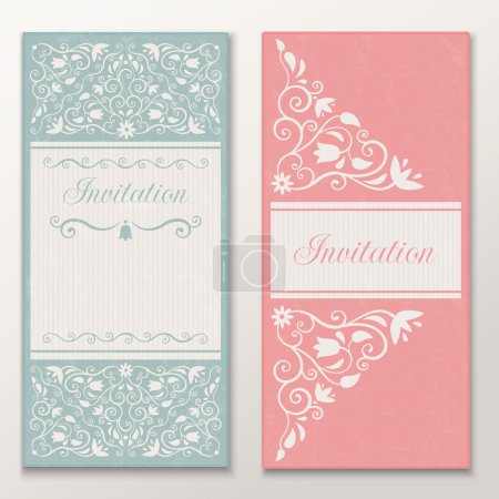 Set of beautiful wedding invitations.