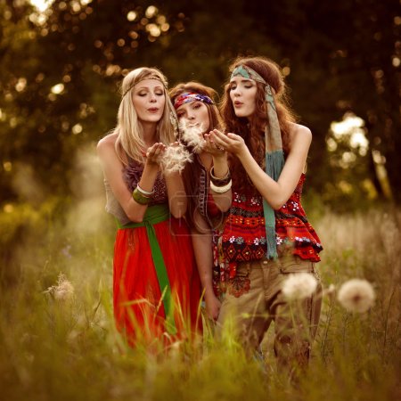 Girl of hippie in the field