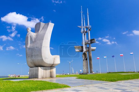 Joseph Conrad monument in Gdynia at Baltic Sea