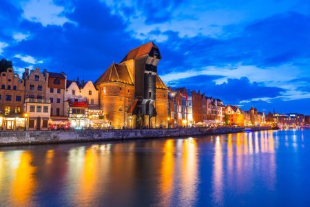 Gdansk at night in Poland
