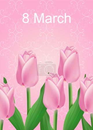 Vector greeting card with bouquet of tulips