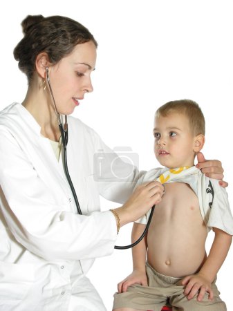 Doctor assessing child by stethoscope 3