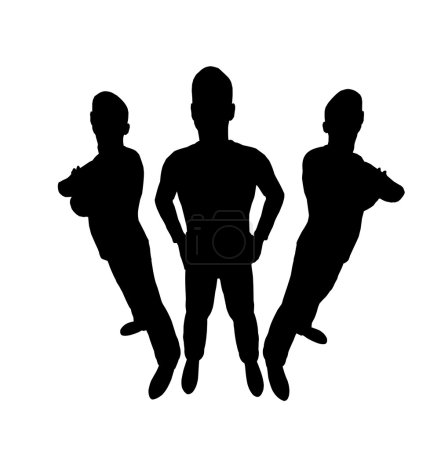 Three men silhouette wide angle