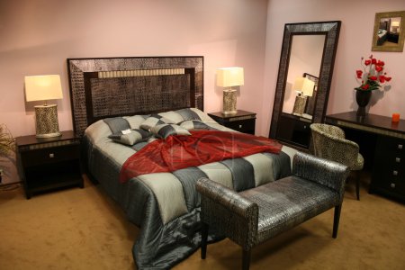 Bedroom with leather decoration
