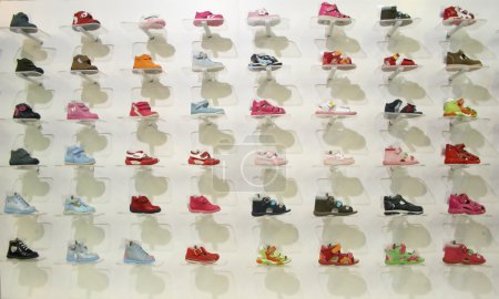 Child shoes in shop