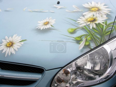Car with draw flowers