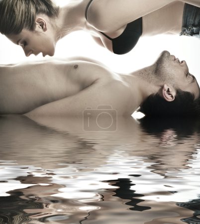 Loving couple have fun, conceptual photo of handsome couple