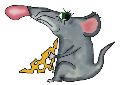 Mouse with the piece of cheese