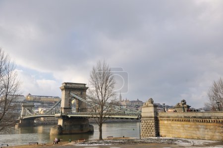 Budapest chain bridge at day