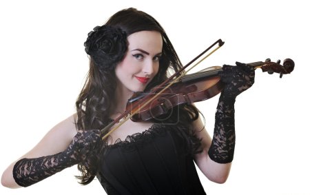 Beautiful young lady play violin
