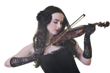 Beautiful young lady play violin