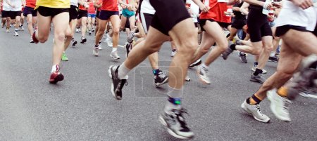 Marathon runners on the run in city