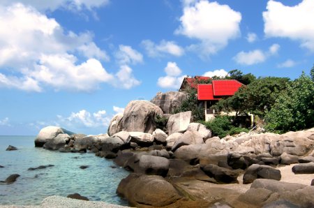 Rocky coastline of Siam Bay