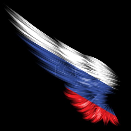 Abstract wing with Russia flag on black background