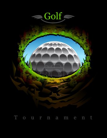 Golf ball going to the 18th hole. View from inside. You can easily remove the text elements and put your own