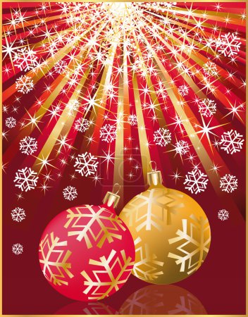 Christmas greeting card with two balls, vector illustration