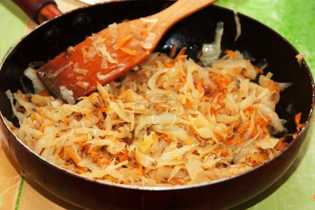 Cabbage, stewed in a pan