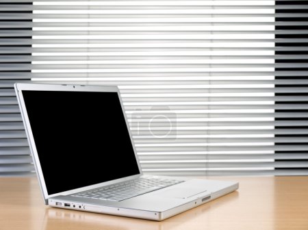 Laptop and blinds