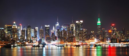 NEW YORK CITY NIGHT SKYLINE PANORAMA