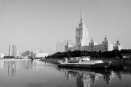 Urban view in Moscow in black and white
