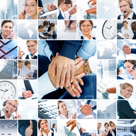 Business theme photo collage