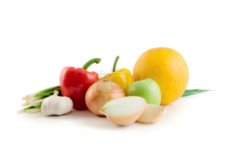 Fruits and vegetables isolated on the white backgound
