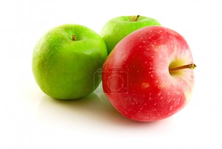 Green and red apple isolated on the white background