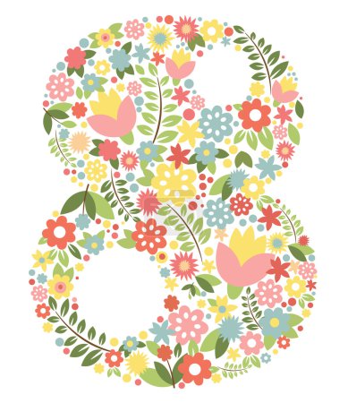 The international womens day on March, 8th greeting background with number 8