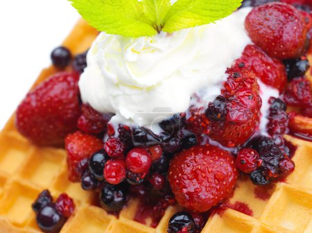Waffels with  ice-cream and fruits